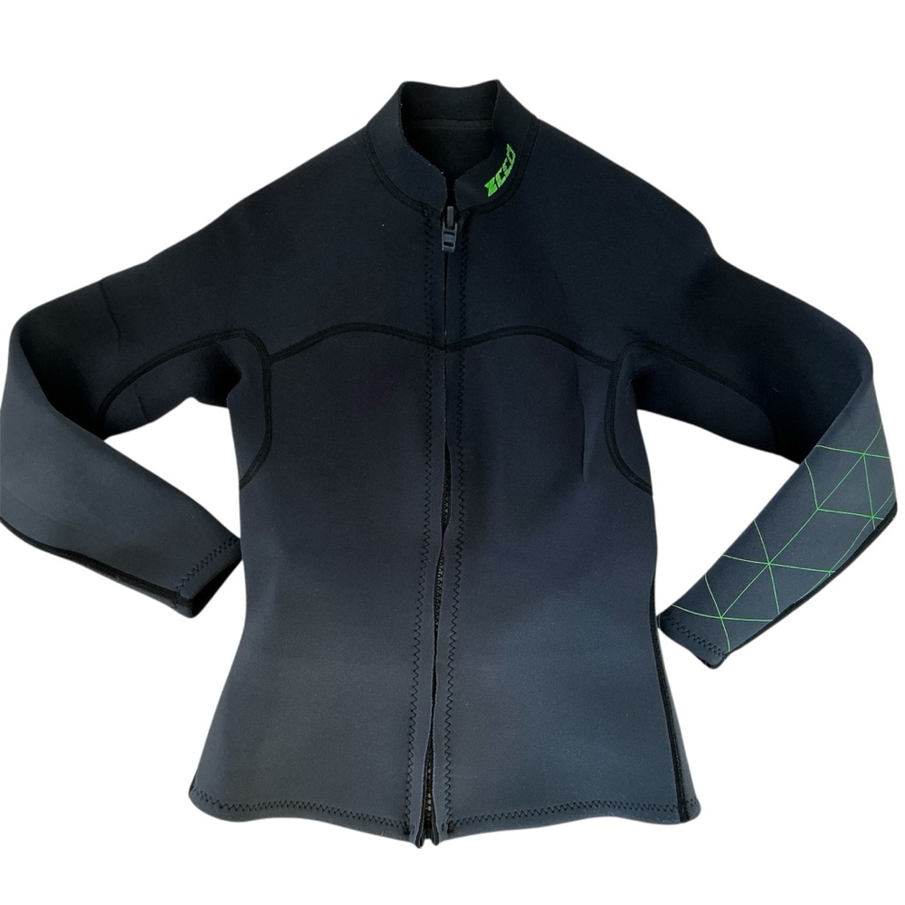 ZCCO Neotec Neoprene Full Zip Wetsuit Jacket Women’s M Black Geometric Surf Dive
